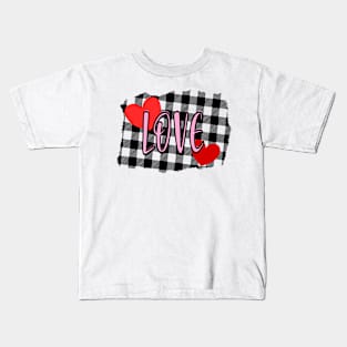 Cute Buffalo Plaid and Hearts Love Valentines Day Design for Women Girls Kids T-Shirt